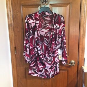 SOLD NWT Karen Kane 3X Wine & Roses 3/4 Sleeve Wrap